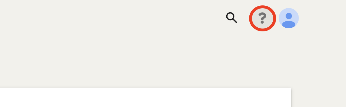 The question mark button is located in the upper right corner of the screen between the search button and the account button.