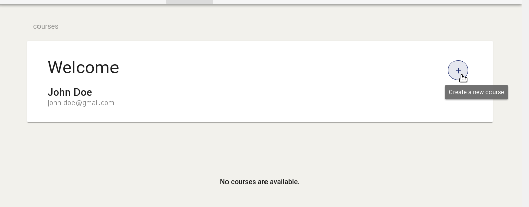 To create a course, please click on the course request button located on the right side of the screen.