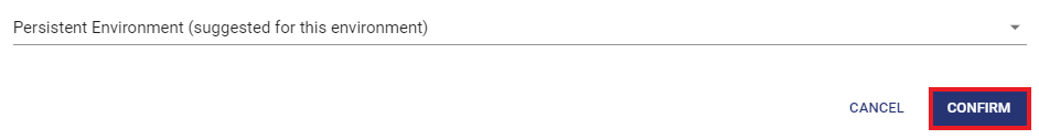 The "Confirm" button is located in the bottom right of your Environment Details page.