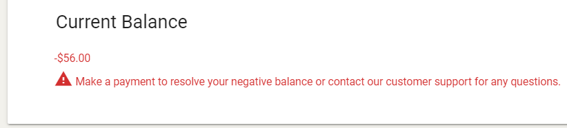 Under Current Balance is -$56.00 in red text.